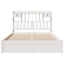  Seng med bokhylle uten madrass hvit 150x200 cm heltre furu 8721158612090