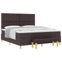  Box Spring Seng med Madrass & Benk Mørk Brun 180x200 cm Stoff