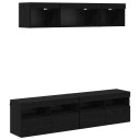  TV veggenheter med LED med LED 5 pcs Svart Eik 80 x 30 x 40 cm