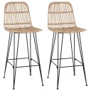 vidaXL Barstol 2 pcs Naturlig 44 x 55 x 109 cm Rattan og Stål