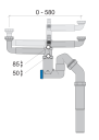 Jafo 8086498 Vannlås G40, 1 1/2", 50 mm Med teleskoprør, Innendørsavløp