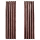 Vidaxl Lystette Gardiner Med Kroker 2 Stk Fløyel Antikk Rosa 140x225cm
