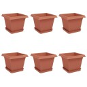 vidaXL Plantepotter 6 pcs Klinker Rød 20 x 20 x 16 cm Plast