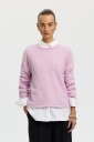 Selected Women   Genser Slwlulu New Ls Knit O Neck   Rosa
