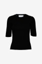 Selected FEMME - Topp slfMala 2/4 Knit O-neck - Svart