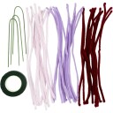 Diverse Mini DIY Kit Chenille flowers Spider lily soft pink lys lilla mørk rød 1 pk
