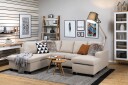 Crazy 4 seters Venstrevendt U formet Large Sofa med Divan og Sjeselong i Stoff   Beige
