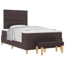  Box Spring Seng med Madrass & Benk Mørk Brun 120x190 cm Stoff