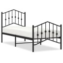 vidaXL Sengeramme i metall med hode- og fotgavl svart 75x190 cm 8721012211063