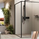 Novellini Riga F2P fastvegg venstre, 67,5-69 cm, klart glass, børstet kobber profil
