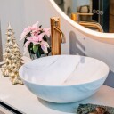 Bathco Calacatta Bolle Ø38,5cm Håndmalt Hvit KO-00425
