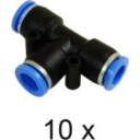Innstikks T kobling 3x12mm. Hunn/Hunn/Hunn. Pakke med 10 stk.