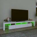 TV-benk med LED-lys hvit 230x36,5x40 cm