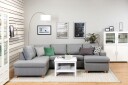 Crazy 4 seters Venstrevendt U formet Large Sofa med Divan og Sjeselong i Stoff   Grå