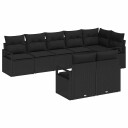 vidaXL Hagesofa Set 8 stk. Svart polyrotting