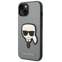 Karl Lagerfeld Mobildeksel til iPhone 14 Plus 6,7" Saffiano Sølv med Karl Head Patch