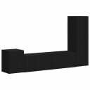  TV benksett Veggmontert 4 pcs Svart Konstruert tre