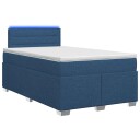 vidaXL Box Spring Seng med Madrass og LED Blå 120 x 200 cm Stoff