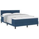  Box Spring Seng med Madrass Blå 160x200 cm Stoff