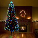  Kunstig juletre med dekorative strenglys grønn 240 cm PVC