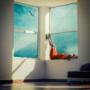 Legs Up Window View Plakat / 50x50