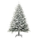 vidaXL Kunstig juletre med flokket snø grønn 210 cm PVC og PE