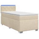 vidaXL Box Spring Seng med Madrass og LED Krem 100 x 200 cm Stoff