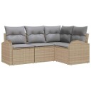 vidaXL Hagesofa Set 4 stk. Beige og lys grå polyrotting