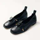 ALOHAS Rosalind Black Leather Ballet Flats - Black - 38
