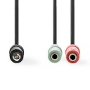 Lydkabel - Headset Audio Cabel - 3,5mm Hann til 2 x 3,5mm Hun, Lyd og Mic Splitt - 0,2 Meter