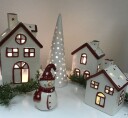 Juletre i hvit porselen for telys 18 cm