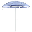  Strandparasol med aluminiumsstang Blå og Hvit 300 cm