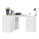 vidaXL Hjørneskrivebord hvit 145x100x76 cm sponplate