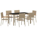 7-delt Hage Spisebordsett Beige Polyrotting