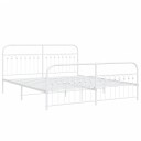  Sengeramme i metall med hode- og fotgavl hvit 183x213 cm 8721102645617