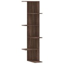  Veggmontert hjørnehylle brun eik 36,5x36,5x140cm konstruert tre