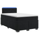 vidaXL Box Spring Seng med Madrass og LED Svart 120 x 190 cm Fløyel
