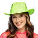 Boland Party Partners Cowboyhatt med Strass UV Neongrønn One size 04551