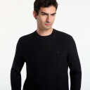 Calvin Klein Ls Textured Cotton Crewnk Sweate Black M
