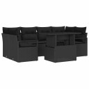  Hagesofa Set med lagring 7 pcs Svart Poly rattan