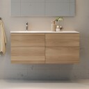 Macro Design Crown Servantskap 4-skuff - med Venstre Glasservant 120cm Eik / Plain Glass Edge Hvit