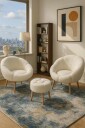 Wing Chair & Pouffe Set (3 Pieces) Atelier Del Sofa -