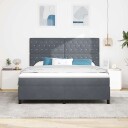  Box Spring Seng med Madrass og LED Mørkegrå 180x200 cm Fløyel