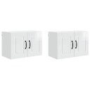  Kjøkkenskap med hylle 2 pcs Høyglanset hvit 60 x 31 x 40 cm
