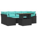 vidaXL Hagesofa Set 7 stk. 6 Antall seter Svart og teal polyrotting