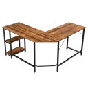 L formet skrivebord hjemmekontor med 2 hyller 138 x 138 x 75,5 cm kaffebrun + svart