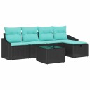 vidaXL Sofa sett med pute med lagring 6 pcs Svart polyrotting