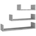 vidaXL Vegghylle 3 stk betonggr? sponplate