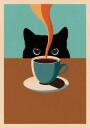 Cat & Coffee Poster Plakat / 50x70cm