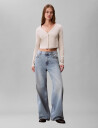 Calvin Klein Jeans Ls Woven Label 2X2 Baby Rib Card Cream M
